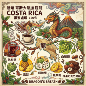 淺焙 哥斯大黎加  屁龍 黑蜜 120克 Flavor:熱紅酒 鳳梨 釋迦甜 白葡萄 鳳梨乾 榛果巧克力尾韻
