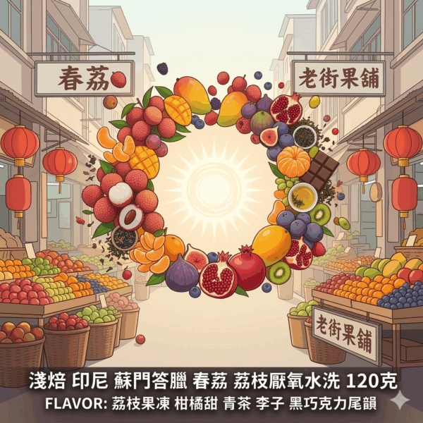 淺焙 印尼 蘇門答臘 春荔 荔枝厭氧水洗 120克 FLAVOR: 荔枝果凍 柑橘甜 青茶 李子 黑巧克力尾韻