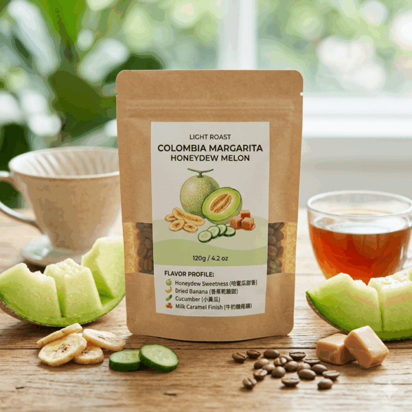 淺 哥倫比亞 瑪格麗特 哈密瓜 120克 FLAVOR:哈蜜瓜甜香 香蕉乾酸甜 小黃瓜 牛奶糖尾韻
