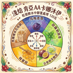 淺焙 肯亞 AA  卡娜沐伊 乾發酵水中靜置處理120克 FLAVOR:烏梅香帶 甜羅勒甜香 百香綠茶酸甜 蜂蜜甜 焦糖爆米花尾韻
